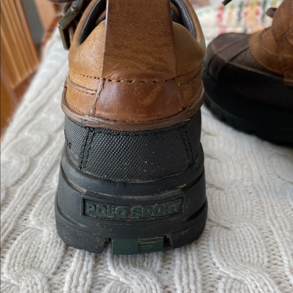 Ralph Lauren Polo Sport Dover III Duck Ankle Boots Two-Tone Brown Leather 7B - Picture 11 of 13